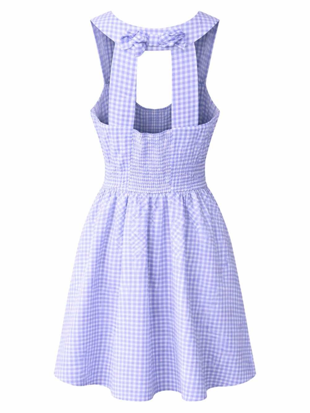 Marilyn‎ Monroe Gingham Dress Blue Cottagecore Coquette Sundress Bow Back- Sz L